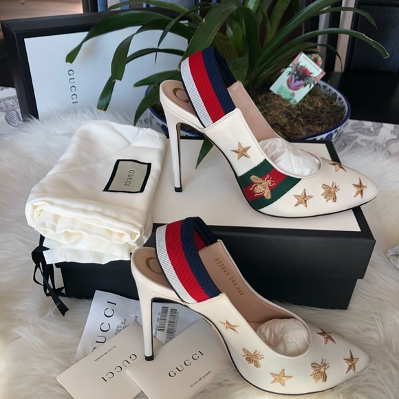 GUCCI Sylvie Bee and Star Heel Pump - Picture 1 of 6